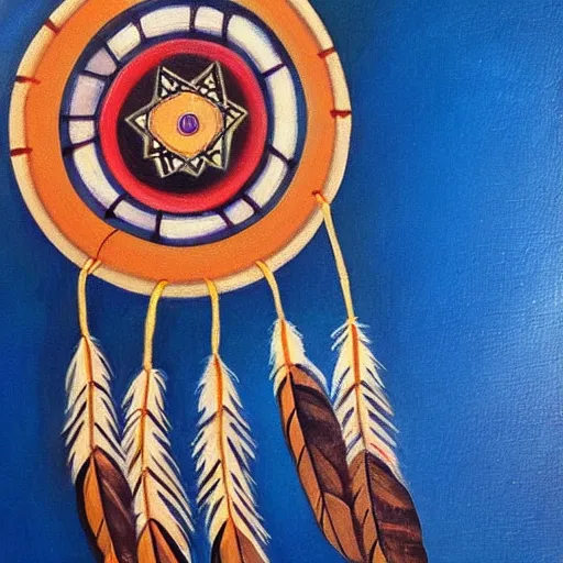 Prompt: dreamcatcher, nature, native american art, peaceful, beautiful, oil painting