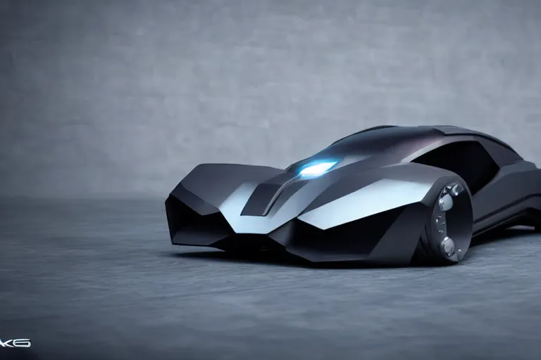 Image similar to cyberpunk batmobile concept inspired sports car, futuristic look, highly detailed body, very expensive, photorealistic camera shot, bright studio setting, studio lighting, crisp quality and light reflections, unreal engine 5 quality render