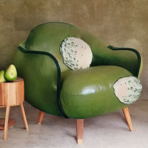 Prompt: avocado and armchair fusion
