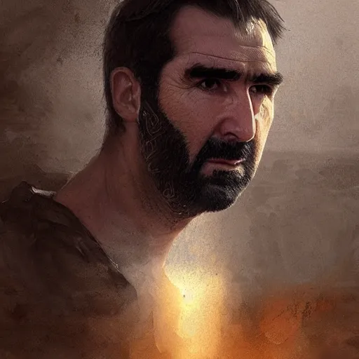 Image similar to A portrait of Eric Cantona, Matte painting , detailed painting, greg rutkowski