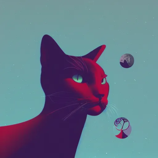 Prompt: retrofuturistic a side profile of a cat gradient space graphics in background, close up, quint buchholz, wlop, dan mumford, artgerm, liam brazier, peter mohrbacher, raw, featured on artstation, octane render, cinematic, elegant, intricate, 8 k