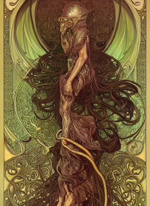 Image similar to Cthulhu, fantasy, intricate, elegant, highly detailed, digital painting, 4k, HDR, concept art, smooth, sharp focus, illustration, art by alphonse mucha,artgerm, H R Giger