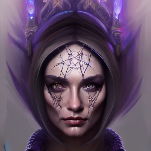 Prompt: high priestess of chaos, semi-realistic, highly detailed, digital painting, artstation, concept art, smooth, sharp focus, illustration