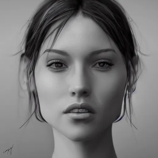 Image similar to a realistic portrait of a beautiful young woman. artstation, hd, 4 k, photo realism, 3 5 mm