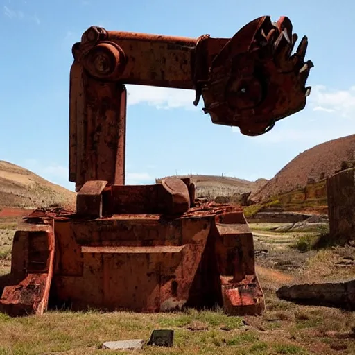 Image similar to giant ancient robots from 4 0 0 0 bc, rusted and broken