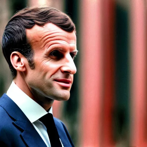 Image similar to Emmanuel Macron with monkey hair in American Psycho (1999)