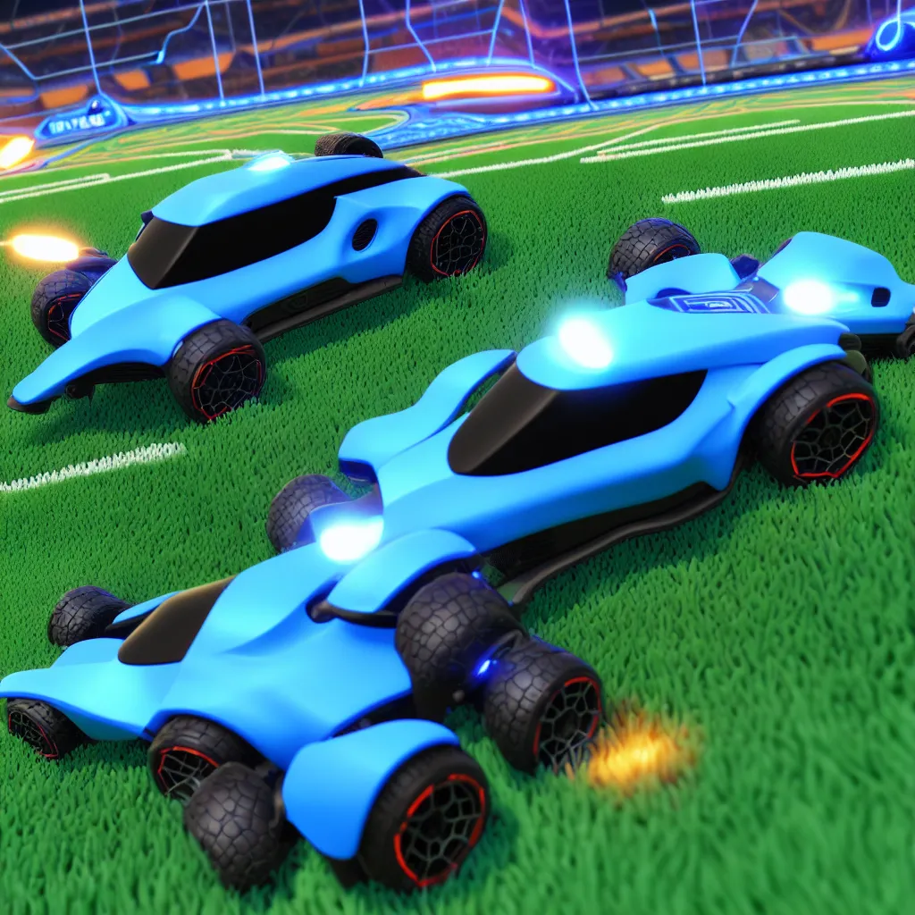 Prompt: rocket league, one octane, parked, side profile, 4 k render, cinema 4 d, hyper realistic, light blue lighting