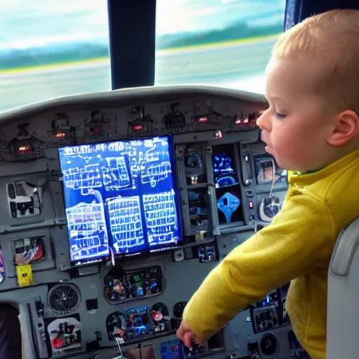 Prompt: kid flying an airplane