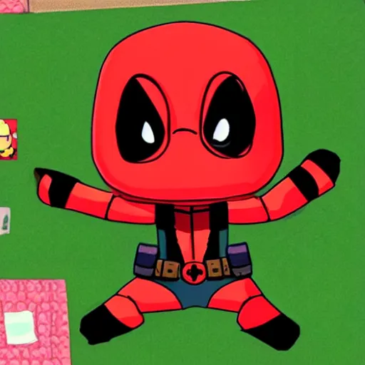 Image similar to deadpool as a character in animal crossing