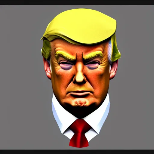 Image similar to trump, low - poly 3 d model, rendered in blender