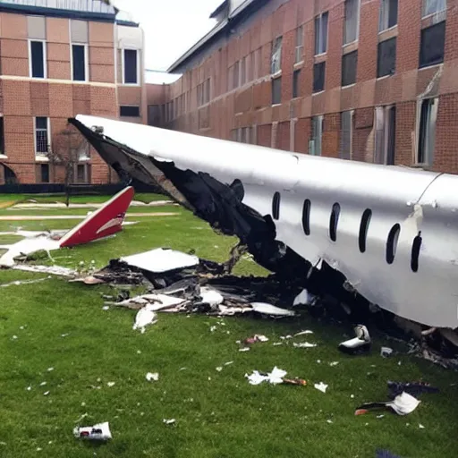 Image similar to a plane crashing in a school courtyard