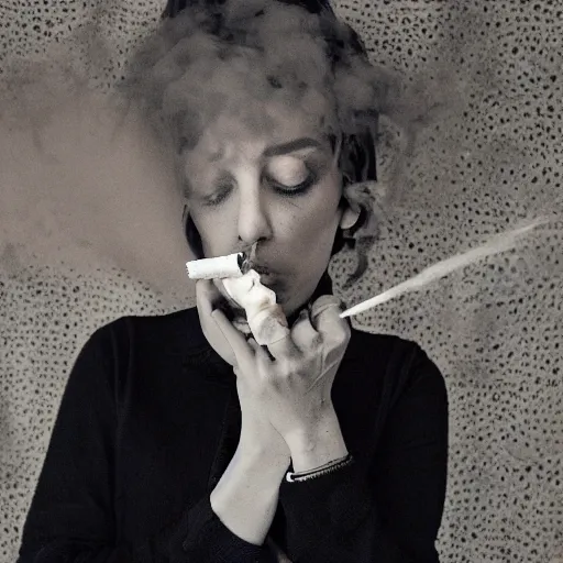 Image similar to a beautiful photo of a smoking person. smoke. poster.