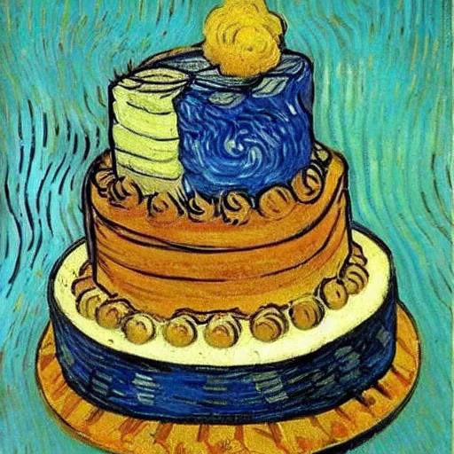 Image similar to birthday cake painting by van gogh