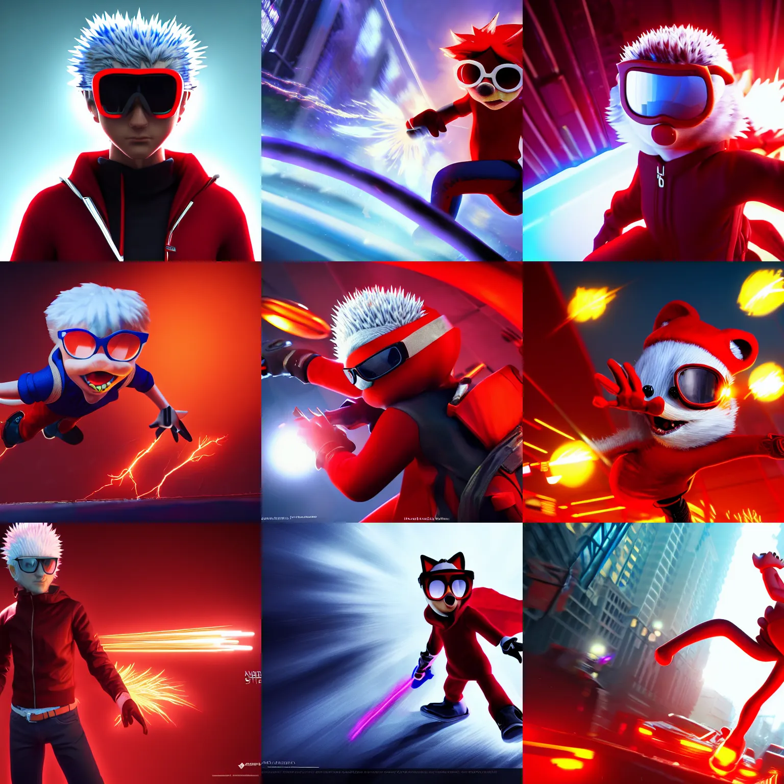 Prompt: \'dave strider the hedgehog\' by Naoto Ohshima, cinematic lightning, medium shot, mid-shot, highly detailed, trending on Artstation, Unreal Engine 4k, cinematic wallpaper