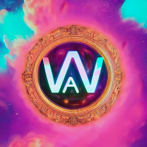 Image similar to a and w vaporwave logo, colorful, digital art, cosmic, 3 d high definition, trending on art station, photorealistic, high resolution, 8 k, octane, hyper detailed, insane details, intricate, elite, ornate, elegant trend, highly detailed and intricate, sharp focus, photography, unreal engine