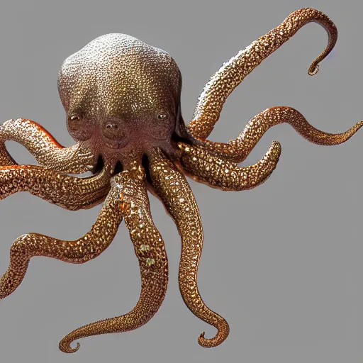 Image similar to metallic octopus, vray