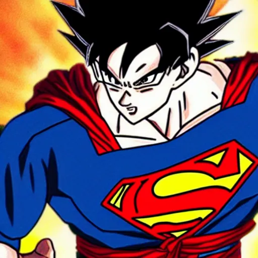 Image similar to realistic goku from dragon ball as henry cavill superman