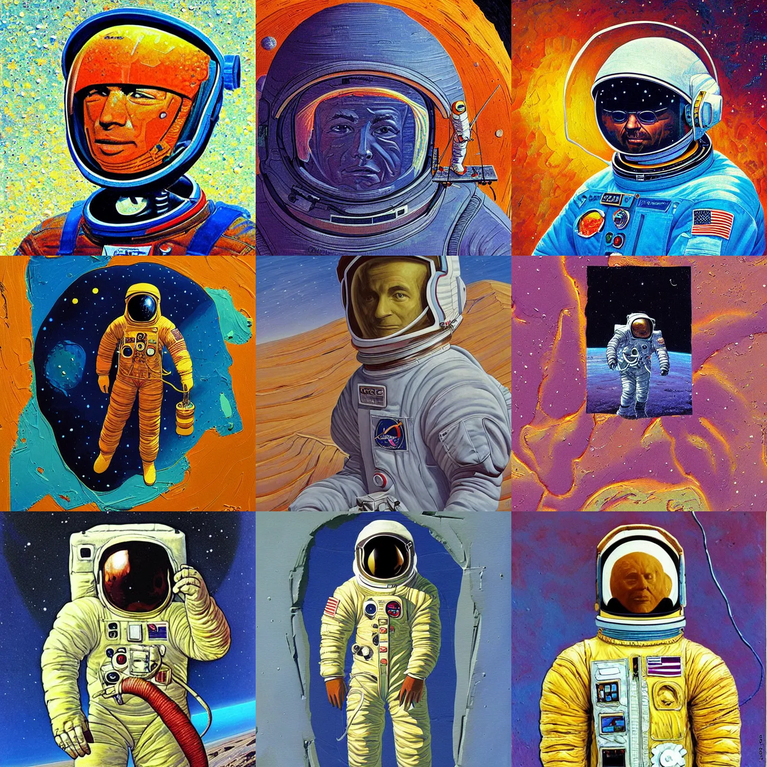 Prompt: impasto painting of an astronaut by moebius