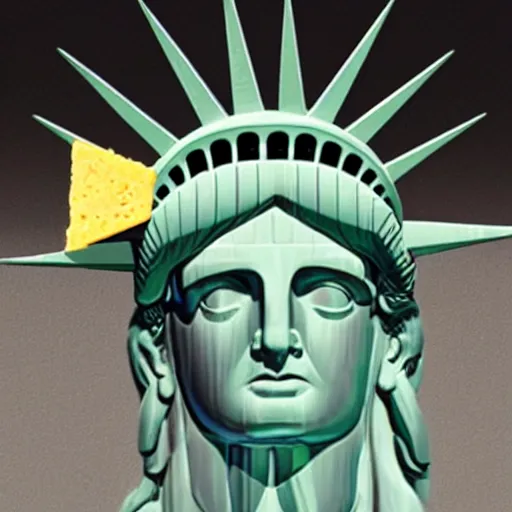 Prompt: statue of liberty made of swiss cheese