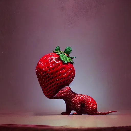 Image similar to strawberry corgi : by michal karcz, daniel merriam, victo ngai and guillermo del toro : ornate, dynamic, particulate, intricate, elegant, highly detailed, centered, artstation, smooth, sharp focus, octane render