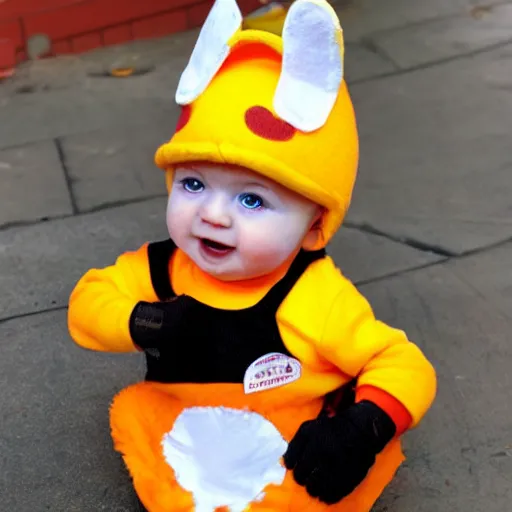 Image similar to cute baby chick dressed as an inmate