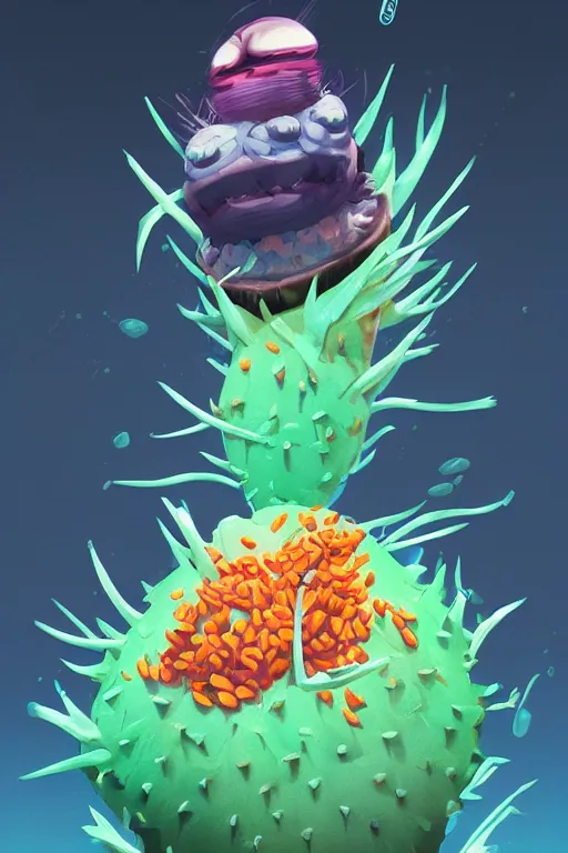 Image similar to 3 d render creature animal sushi cristal very big eye roots cactus elemental flush of force nature micro world fluo fishscale, comics gta 5 cover, official fanart behance hd artstation by jesper ejsing, by rhads, makoto shinkai and lois van baarle, ilya kuvshinov, ossdraws