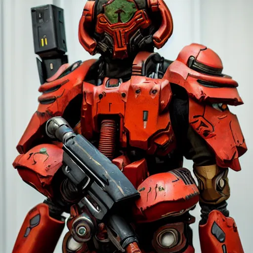 Prompt: doom slayer from doom eternal cosplay, photography, 9 0 s