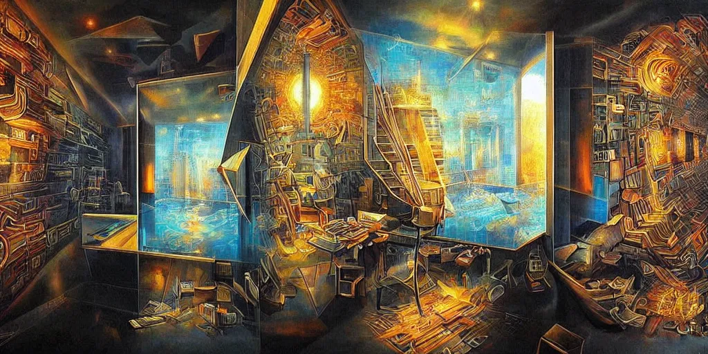 Image similar to the infinite hotel, Mind-Blowing Illusion Painting by Tomek Sętowski