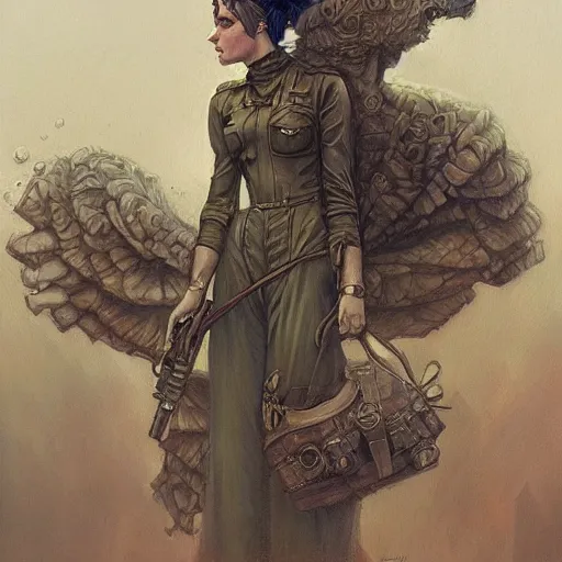 Prompt: a dieselpunk painting in the style of donato giancola, and in the style of charlie bowater, and in the style of charles dulac. symmetry, smooth, sharp focus, semi - realism, intricate detail.