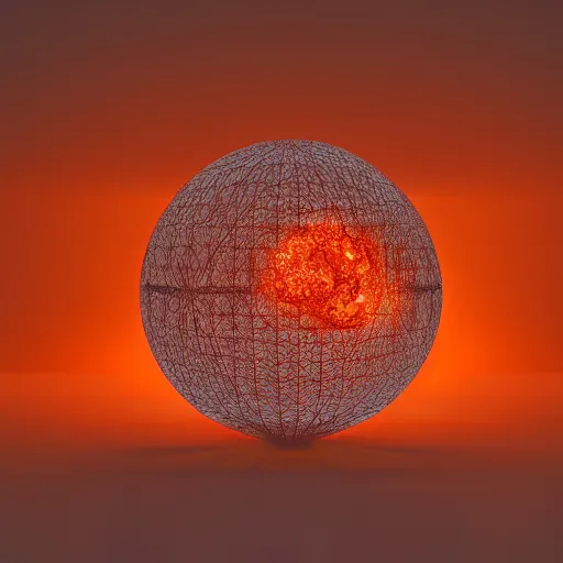 Image similar to fire and haze inside a transparent sphere, vray