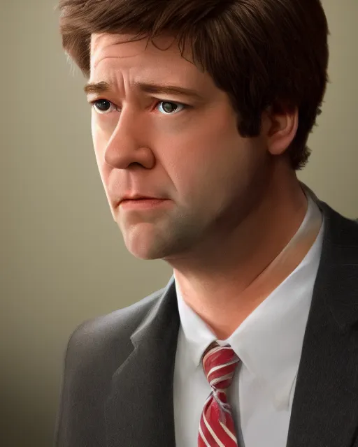 Image similar to jim halpert as a muppet. highly detailed felt. hyper real photo. 4 k.