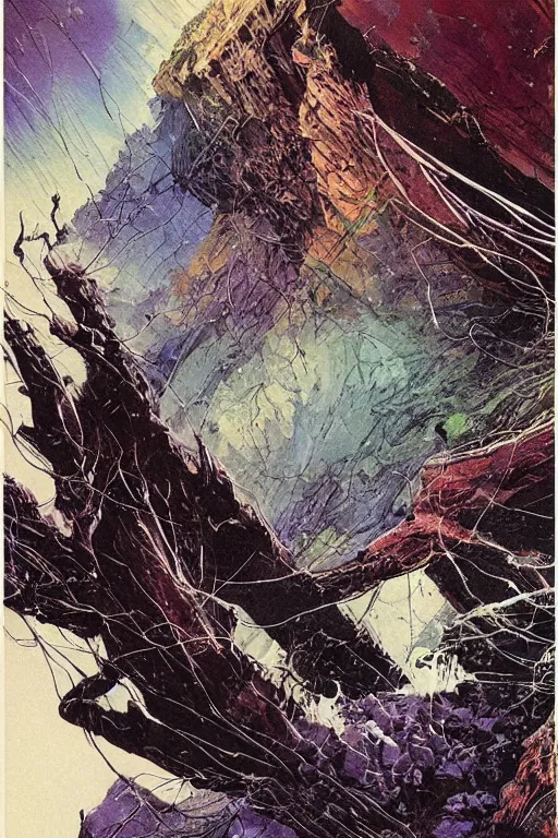 Image similar to The storms extol our ancient glory, great mounds feed us power from the sacred earth, intricate, elegant, digital mixed media painting, concept art, smooth, sharp focus, illustration, from 1961, by Bill Sienkiewicz, Moebius, Pepe Moreno and Stephen Gammell