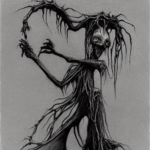 Prompt: grunge drawing of a cartoon bloody monster by - Zdzisław Beksiński , corpse bride style, horror themed, detailed, elegant, intricate