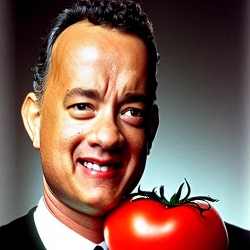 Image similar to tom hanks made out of a tomato