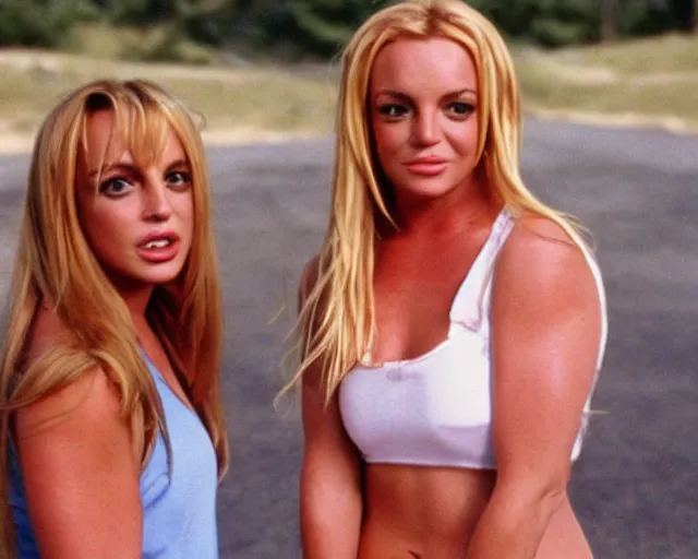 Image similar to britney spears as lindsay lohan and lindsay lohan in the parent trap, 1998, cdx