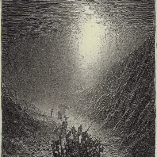 Prompt: gustave dore etching