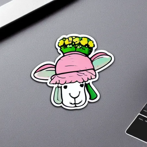 Prompt: cute phone wires sheep by luc cornec sticker