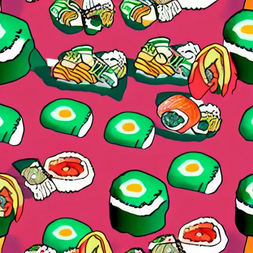 Image similar to seamless colorful sushi pattern