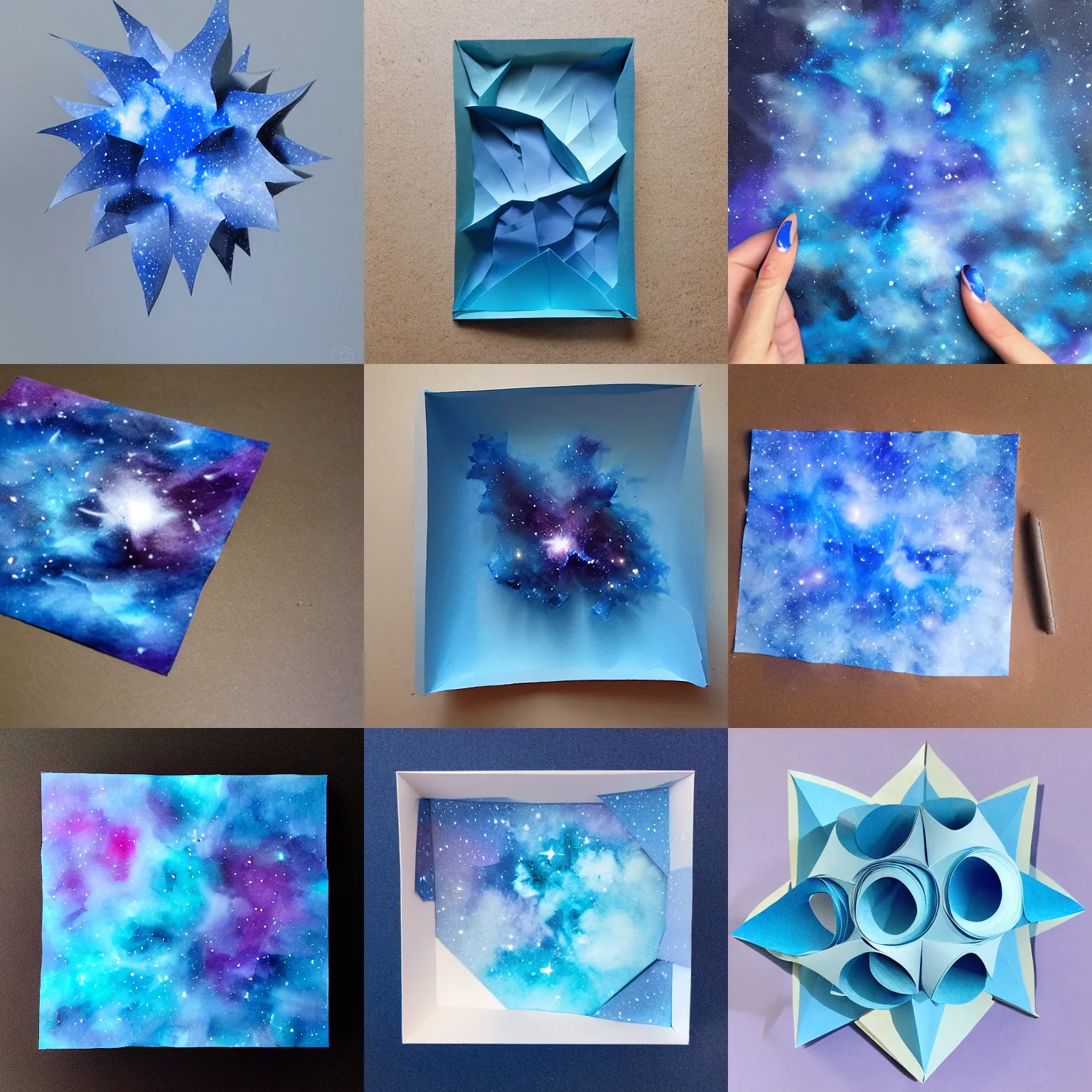 Prompt: blue nebula, paper craft