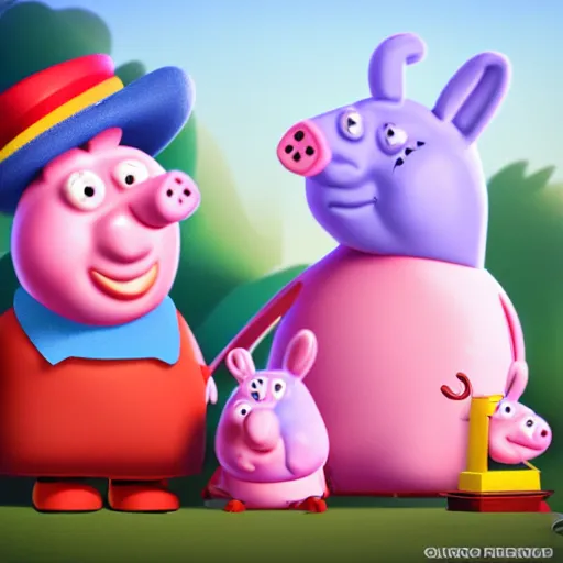 Image similar to blender 3 d rendition, vitorugo, carlos ortega elizalde, ahmad merheb, peppa pig