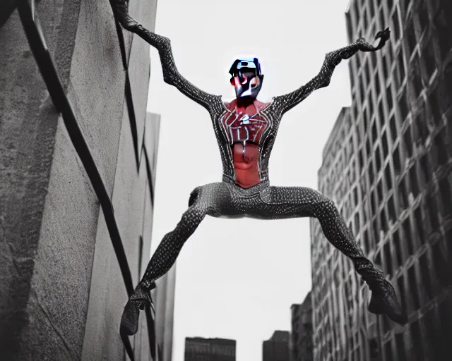 Image similar to iron spider suit, lomography lady grey