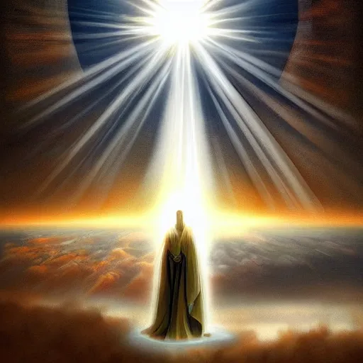 Image similar to futuristic rapture jesus christ sun rays second coming revelations beautiful concept art