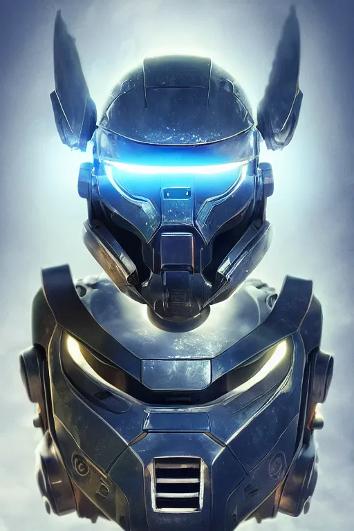 Image similar to robot ninja mask helmet halo master chief radiating a glowing aura global illumination ray tracing hdr fanart arstation by ian pesty and katarzyna da „ bek - chmiel