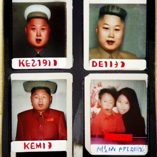 Image similar to kim jong creepy family, heroin addicts, polaroid