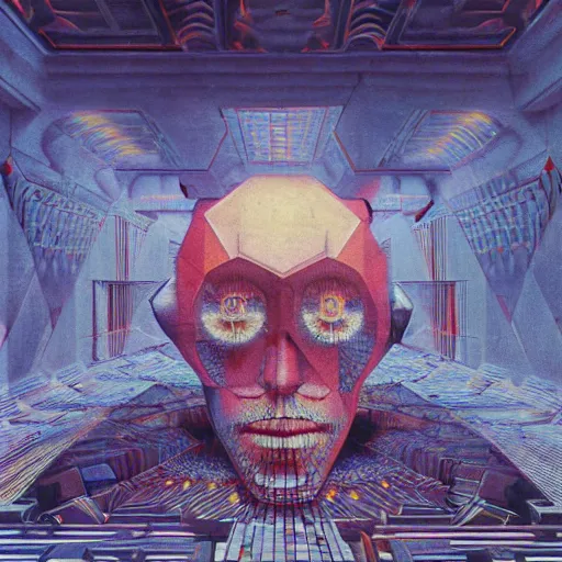 Image similar to fbi agent having psychedelic geometric visions, beksinski, wayne barlowe, very coherent symmetrical artwork, cinematic, hyper realism, high detail, octane render, 8 k