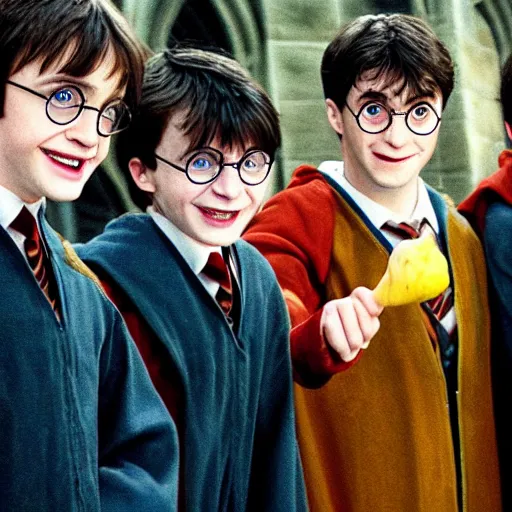 Image similar to harry potter eats a banana