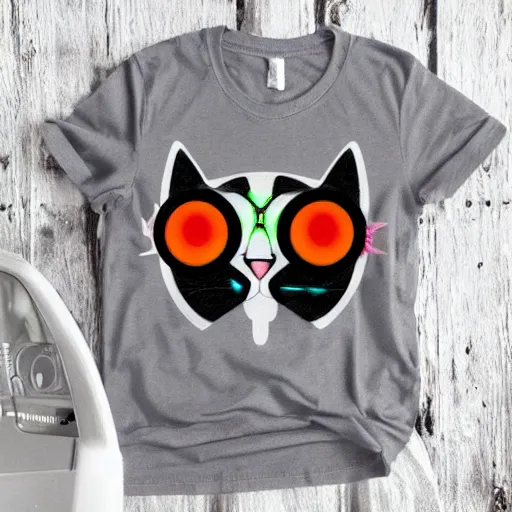 Image similar to cat with laser eyes, graphic tees