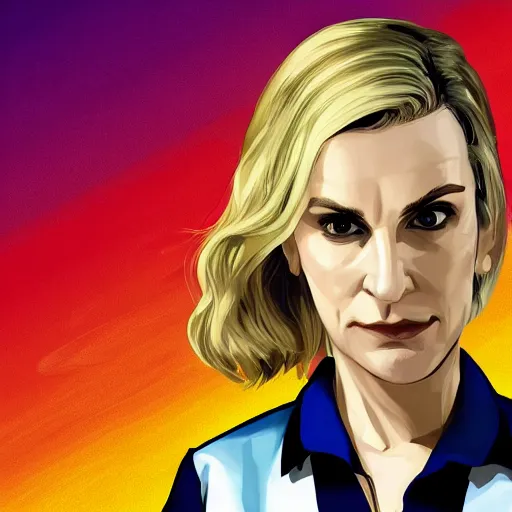 Image similar to Kim Wexler from Better Call Saul as a GTA character portrait, Grand Theft Auto, GTA cover art