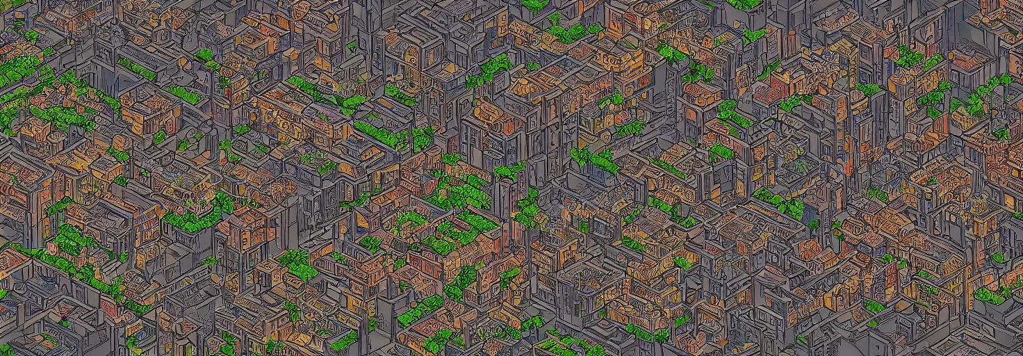 Prompt: axonomotetric view of a pixelart of Kowloon Walled City ,very detailed citycape at night, realistic, imaginfx, artstation, pintrerest, ukiuo-e and studio ghilbi style, /r/pixelart, gumroad,