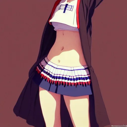 Image similar to a beautiful! boyish! natalie portman alluring gravure! model, wearing catholic school girl outfit with mayan pattern and native style, aztec street fashion, gapmoe yandere grimdark, trending on pixiv fanbox, painted by greg rutkowski makoto shinkai takashi takeuchi studio ghibli, akihiko yoshida